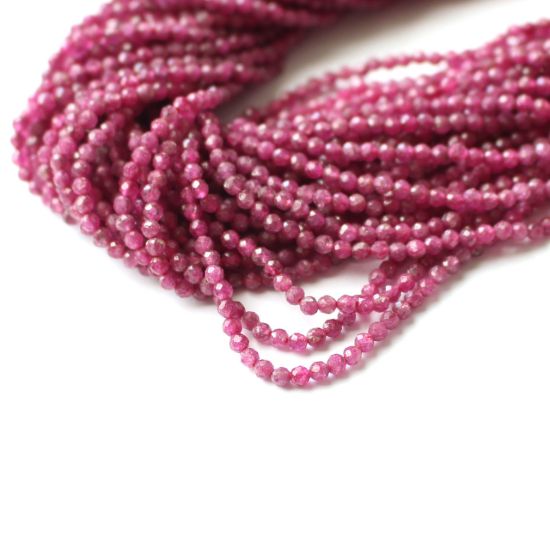 Wholesale July Birthstone- Gemstone beads - Natural Ruby Faceted Round Beads - 2.3mm - 13 inches