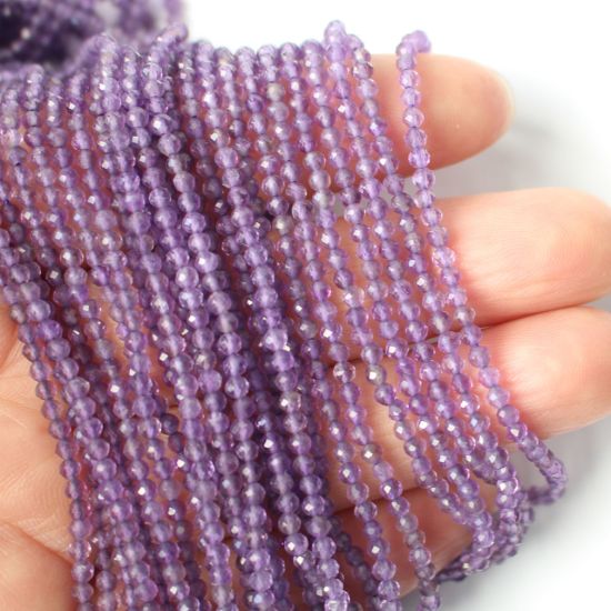 Wholesale February Birthstone- Gemstone beads - Natural Amethyst Faceted Round Beads - 2.5mm - 13 inches