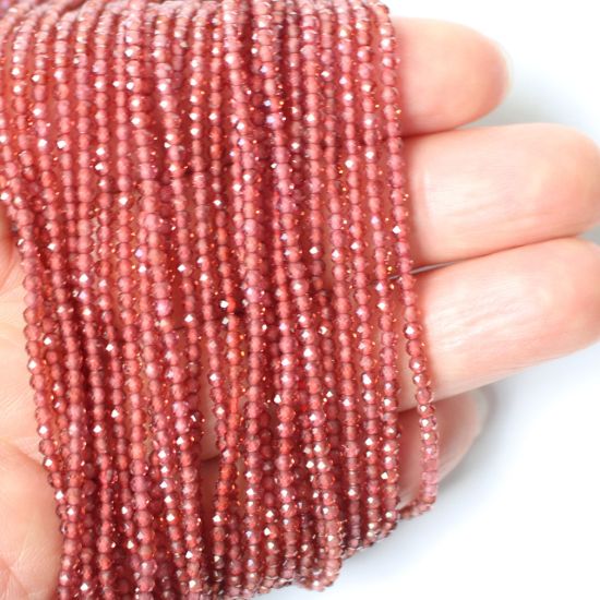 Wholesale January Birthstone- Gemstone beads - Natural Garnet Faceted Round Beads - 2.2mm - 13 inches