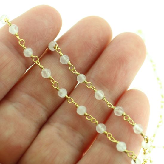 Wholesale Gold over Sterling Silver Rainbow Moonstone  Rosary Chain By the Foot