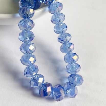 Wholesale Crystal Glass beads, 8X6mm Faceted Rondelle,Light Blue, AB