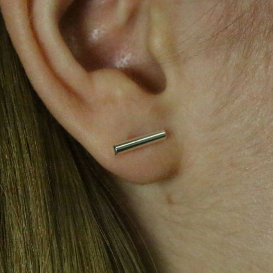 Wholesale Sterling Silver Simple Bar Earring Studs  (1 pair)