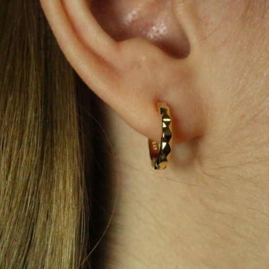 Wholesale Gold over Sterling Silver Huggies Hoop Earrings -13mm (Sold Per Pair)