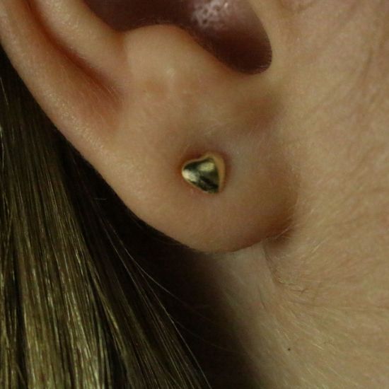 Wholesale 14K Solid Yellow Gold 4mm Heart Post Earring with Screw Back (1 pair)