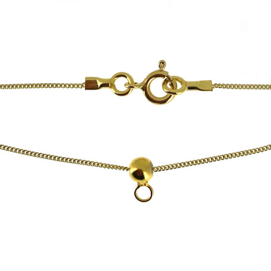 Wholesale Necklace Revolution-Gold over Sterling Silver Finished Chain - Tiny Curb Chain with Sliding Bead Bail
