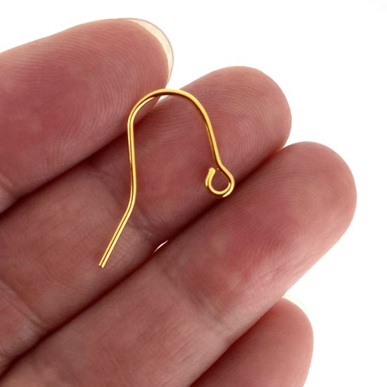 Wholesale Gold over Sterling Silver Earring Hooks with Open Eye End (sold per pair)