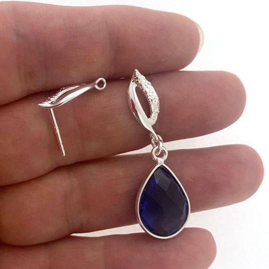 Wholesale 925 Sterling Silver Textured Leaf Earring Posts - 16mm (1 pair) 