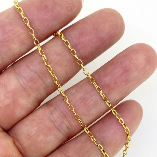 Wholesale Gold over Sterling Silver Bulk Chain - 2mm Oval Diamond Cut Rolo Chain (Sold per foot) 