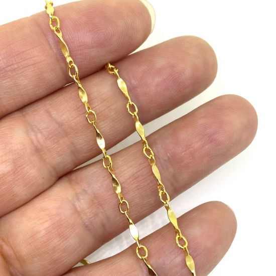 Wholesale 1/20 Gold Filled Bulk Chain - 1.3mm Dapped Bar Chain(Sold per foot)