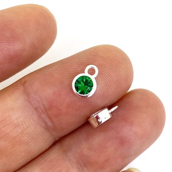 wholesale emerald cz bezel charm
