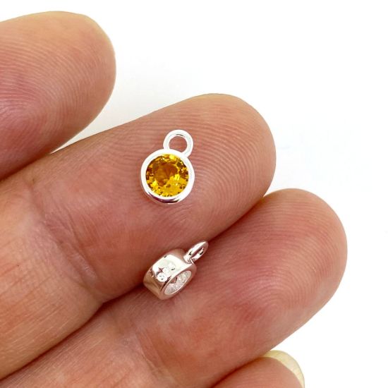 wholesale citrine birthstone cz bezel charm