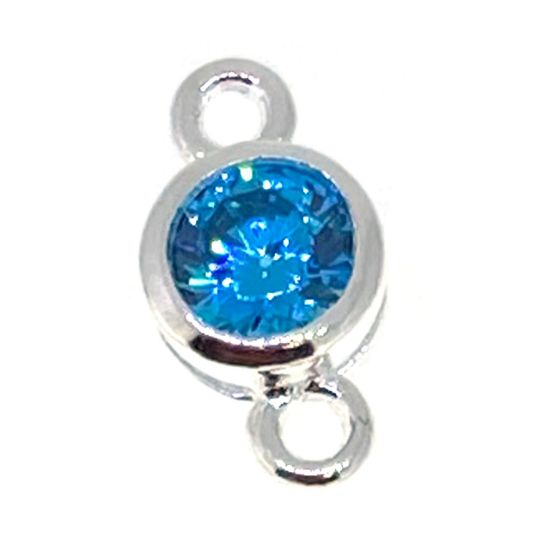 Wholesale permanent jewelry silver birthstone connectors 