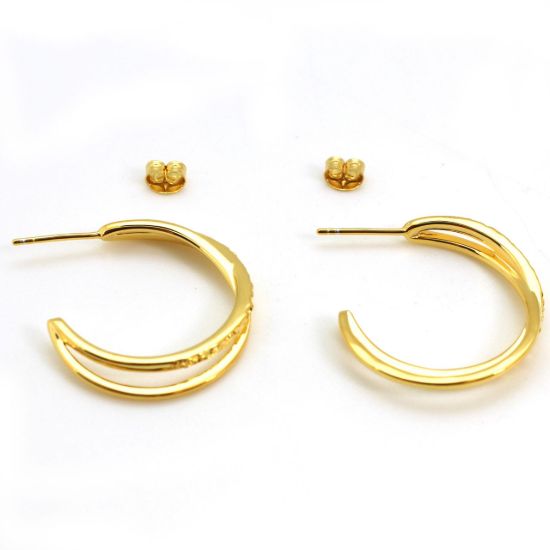 Wholesale 925 Sterling Silver Textured Fancy Double Hoops Earrings