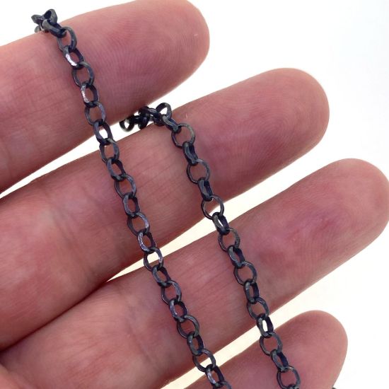 Wholesale Oxidized Sterling Silver Bulk Chain - 3.2mm Diamond Cut Rolo Chain (sold per foot) 