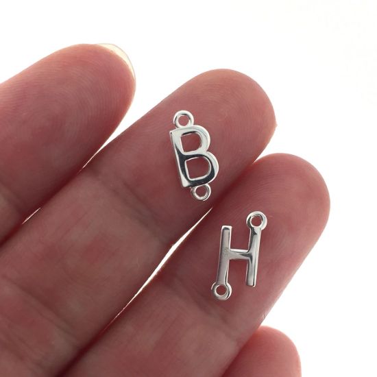 Wholesale Smooth Sterling Silver Letter Connectors, A-Z Letter 5*7mm (1 piece)