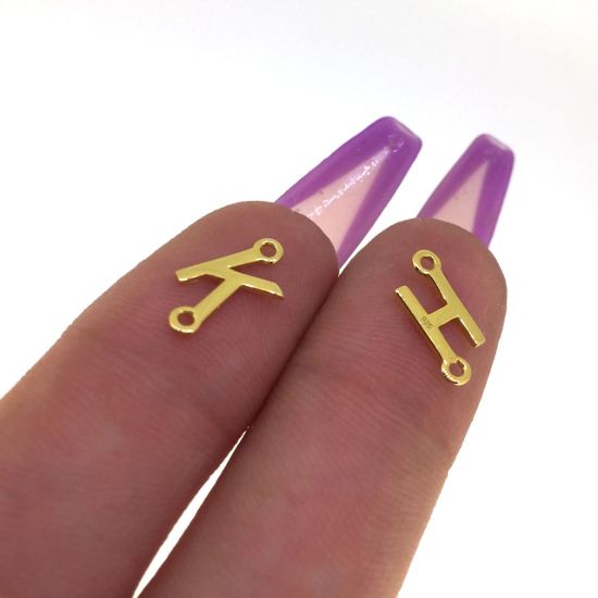 Wholesale Gold over Sterling Silver Smooth Letter Connectors, A-Z Letter 5*7mm (1 piece)
