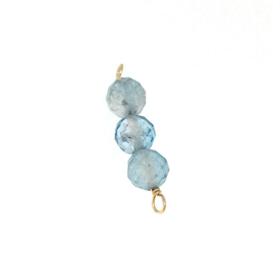 Wholesale 1/20 14k Gold Filled Natural Gemstone Birthstone Connector-4mm Triple Beads