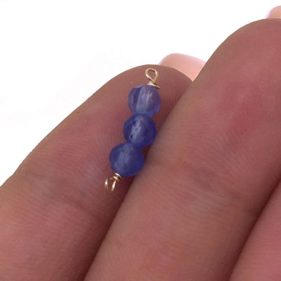Wholesale 1/20 14k Gold Filled Natural Gemstone Birthstone Connector-4mm Triple Beads