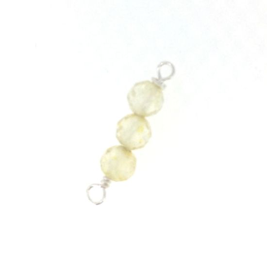 Wholesale Sterling Silver Natural Gemstone Birthstone Connector-4mm Triple Beads 