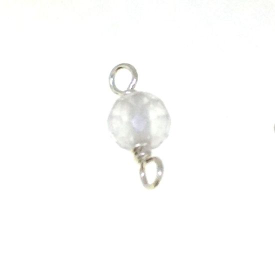 Wholesale Sterling Silver Natural Gemstone Birthstone Connector-4mm Single Bead