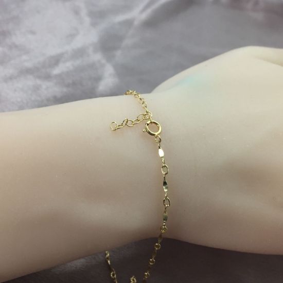 Wholesale 1/20 Gold Filled Finished Adjustable Chain Bracelet and Anklet- Dapped Bar Chain