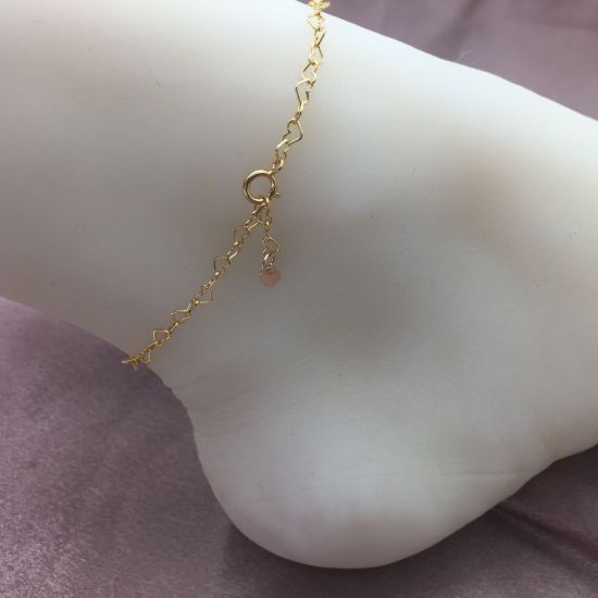 Wholesale 1/20 Gold Filled Finished Adjustable Chain Bracelet and Anklet- Heart Chain with Heart