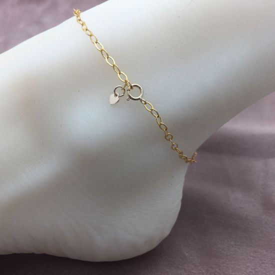 Wholesale 1/20 Gold Filled Finished Adjustable Chain Bracelet and Anklet- Flat Cable Chain With Heart 