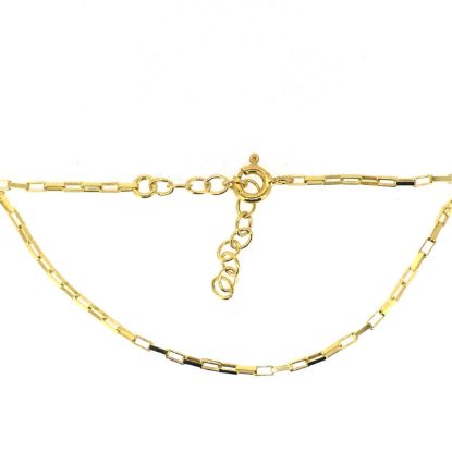 Wholesale Gold over Sterling Silver Finished Adjustable Chain Bracelet and Anklet with Extender - Small Long Box Chain