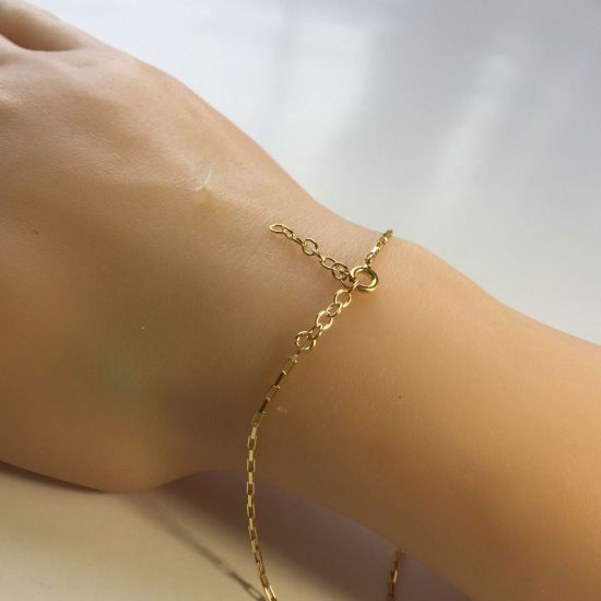 Wholesale Gold over Sterling Silver Finished Adjustable Chain Bracelet and Anklet with Extender - Small Long Box Chain