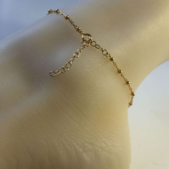 Wholesale Gold over Sterling Silver Finished Adjustable Chain Bracelet and Anklet with Extender - 2.5mm Ball Satellite Chain