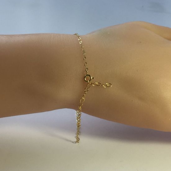 Wholesale Gold over Sterling Silver Finished Adjustable Chain Bracelet and Anklet  - 2x2.5mm Flat Cable Chain