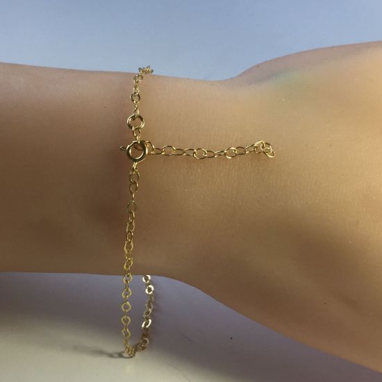 Wholesale Gold over Sterling Silver Finished Adjustable Chain Bracelet and Anklet  - Flat Cable Chain