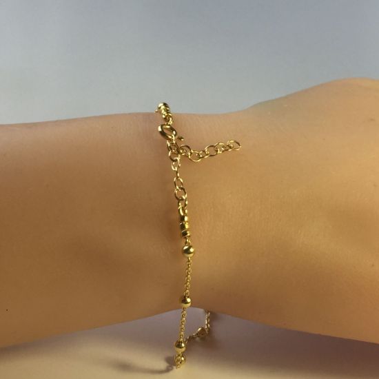Wholesale Gold over Sterling Silver Finished Adjustable Chain Bracelet and Anklet  - 3mm Satellite Chain