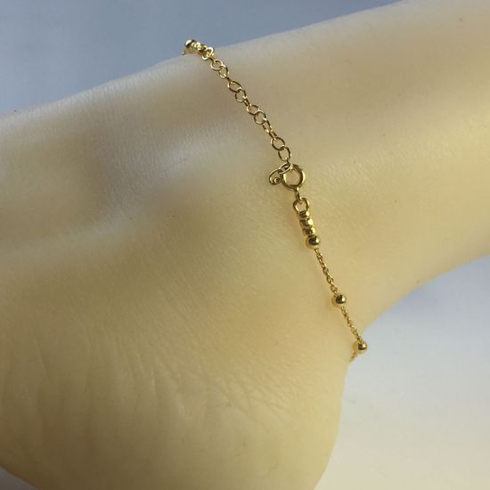 Wholesale Gold over Sterling Silver Finished Adjustable Chain Bracelet and Anklet  - 3mm Satellite Chain