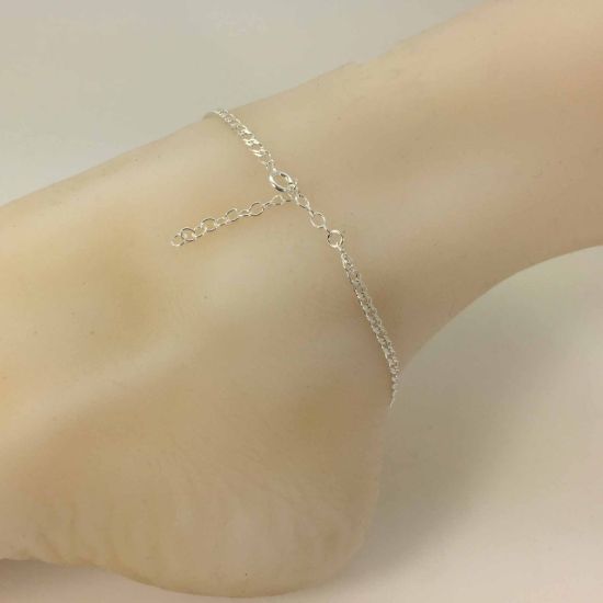 Wholesale Sterling Silver Basic Adjustable Chain Anklet and Bracelet- Double Diamond Cut Curb Chain