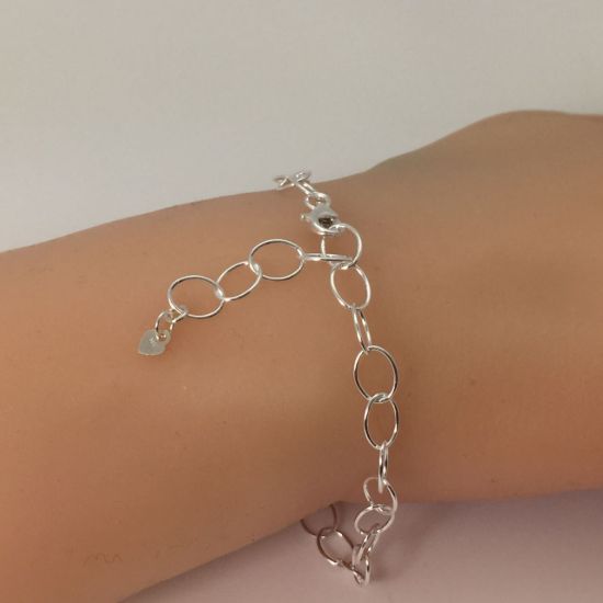 Wholesale Sterling Silver Basic Adjustable Chain Anklet and Bracelet- Big Oval Cable Chain