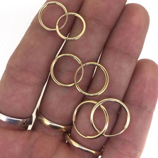 Wholesale 14K Yellow Gold Endless Hoop Earrings 12mm,14, or 16mm(1 pair)