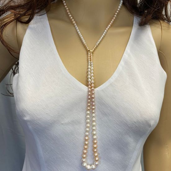 Wholesale High End Freshwater Mixed Color  Pearls Long Necklace 35" -Grade AAAA 