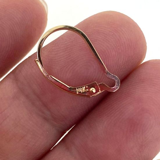 Wholesale 14K Solid Yellow Gold Plain Leverback Interchangeable Earwires (1 pair) 