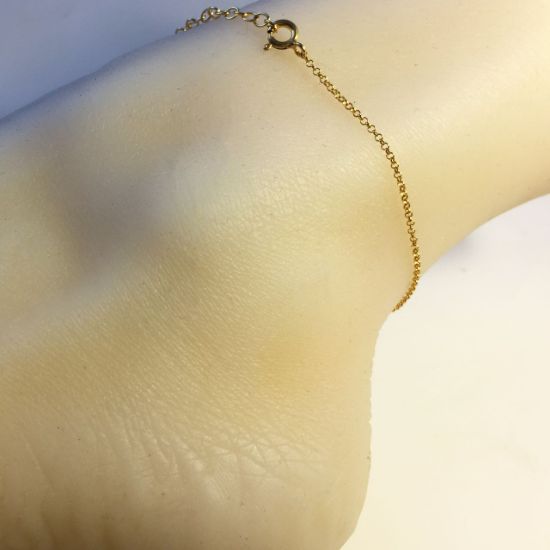 Wholesale Gold over Sterling Silver Finished Adjustable Chain Bracelet and Anklet  - 1.3mm Rolo Chain