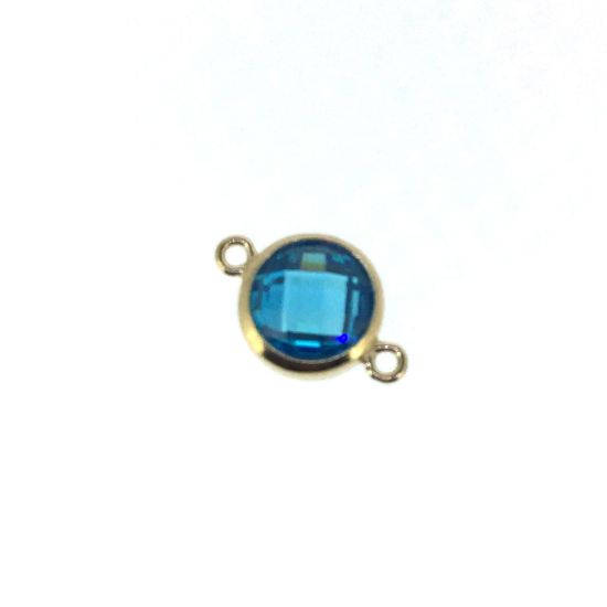 Wholesale 1/20 14k Gold Filled Fancy Bezel Birthstone Connector-Tiny Round Connector with CZ Stone Grade AAA- 6mm