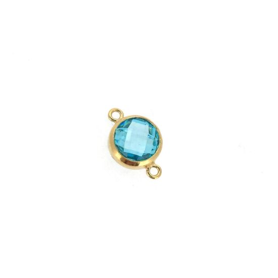 Wholesale 1/20 14k Gold Filled Fancy Bezel Birthstone Connector-Tiny Round Connector with CZ Stone Grade AAA- 6mm