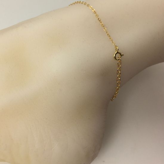 Wholesale Gold over Sterling Silver Finished Adjustable Chain Bracelet and Anklet  - 2mm Small Flat Cable Chain