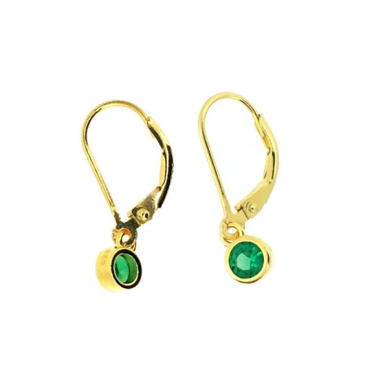 Wholesale Gold Over Sterling Silver Fancy Bezel Birthstone Earrings