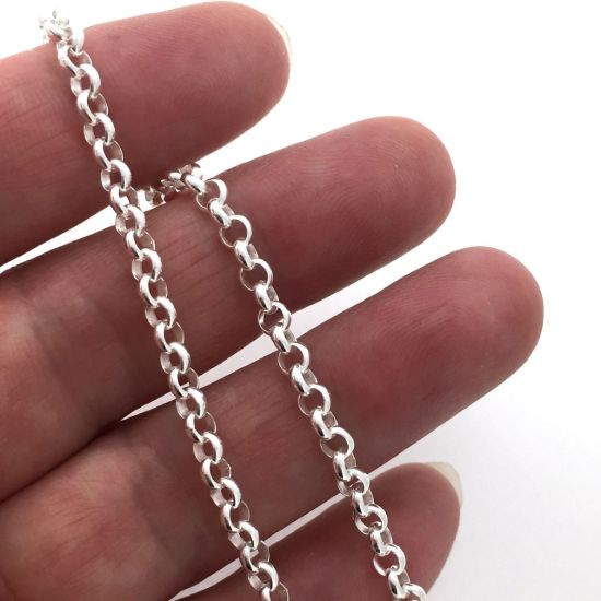 Wholesale Sterling Silver Bulk Chain - 3.4mm Strong Rolo Chain (sold per foot)