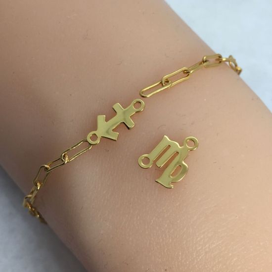 Wholesale Gold over Sterling Silver Horoscope Connectors, Zodiac Connectors 7-8mm(1 pc) 
