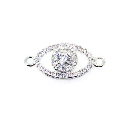 sterling silver permanent jewelry connectors-Evil Eye connector