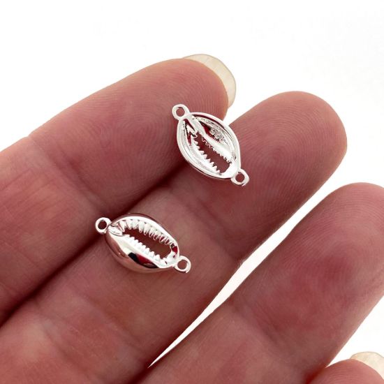 Wholesale Sterling Silver Small Cowrie Shell Connector Pendant (1 pc) 