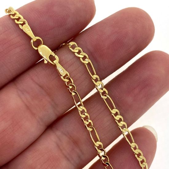 Wholesale 14K Yellow Gold Necklace-2.6mm Hollow Figaro Chains (18" and 20") 