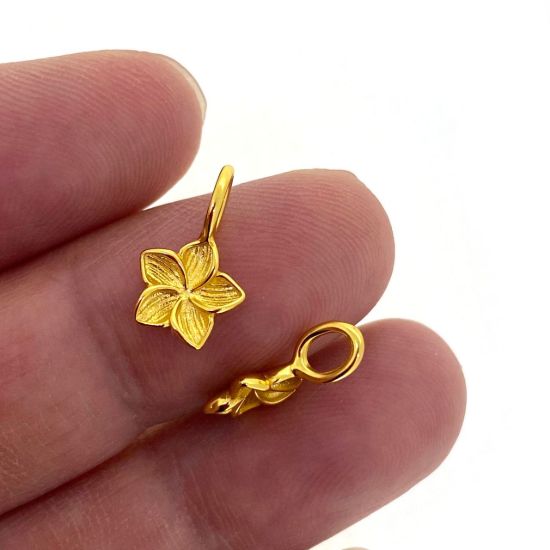 Gold over Sterling Silver Frangipani Flower Charm